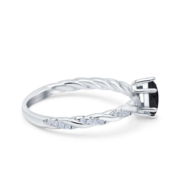 Vintage Style Twisted Band Marquise Wedding Ring Simulated Black CZ 925 Sterling Silver